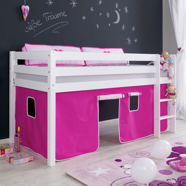 Zoomie Kids Giordano European Single Mid Sleeper Bed with Curtain Wayfair.co.uk